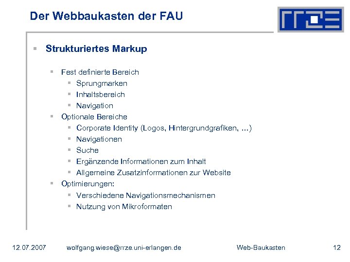 Der Webbaukasten der FAU § Strukturiertes Markup § Fest definierte Bereich § Sprungmarken §