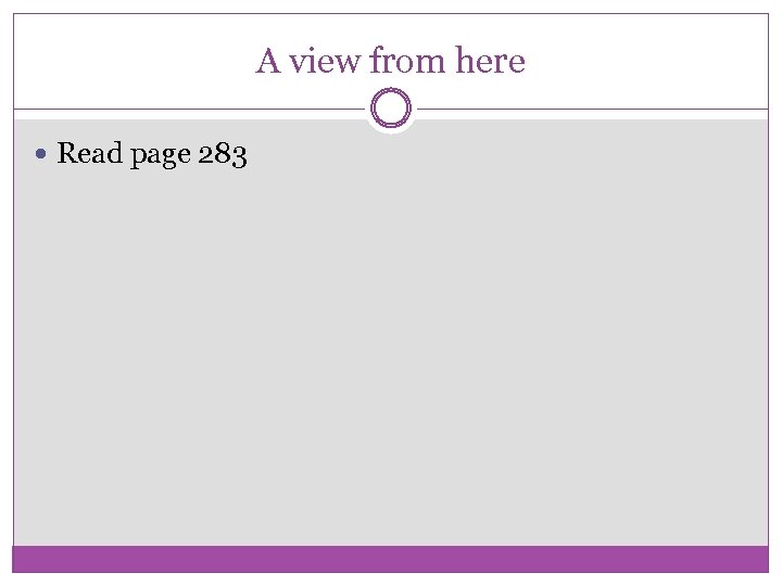 A view from here Read page 283 