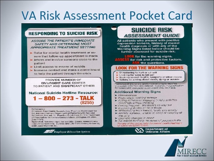 VA Risk Assessment Pocket Card 