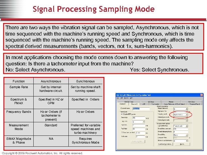 Signal Processing Sampling Mode There are two ways the vibration signal can be sampled,