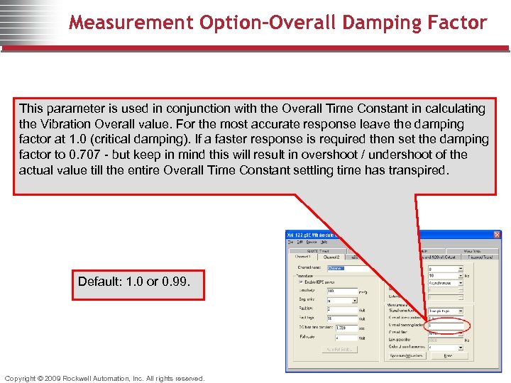Measurement Option-Overall Damping Factor This parameter is used in conjunction with the Overall Time