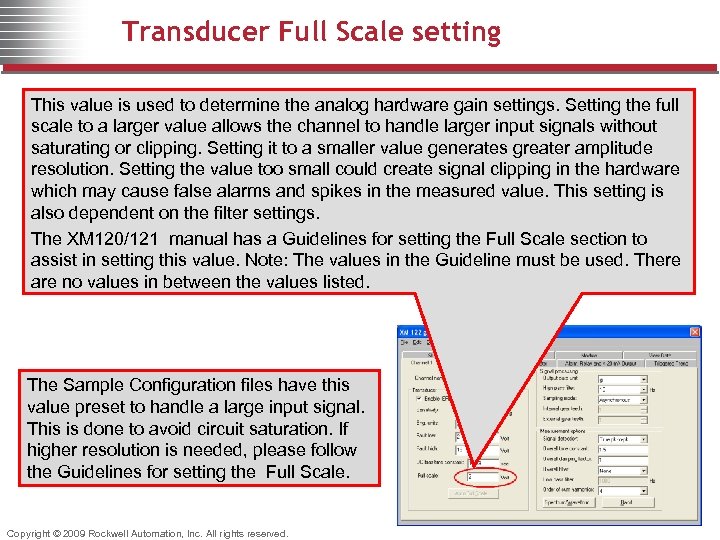 Transducer Full Scale setting This value is used to determine the analog hardware gain