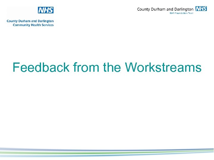 Feedback from the Workstreams 