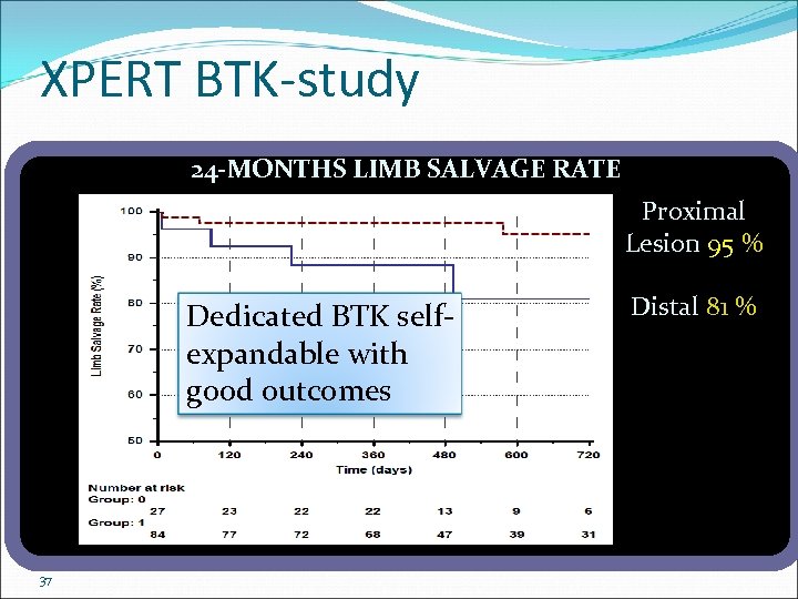XPERT BTK-study 24 -MONTHS LIMB SALVAGE RATE Proximal Lesion 95 % Dedicated BTK selfexpandable