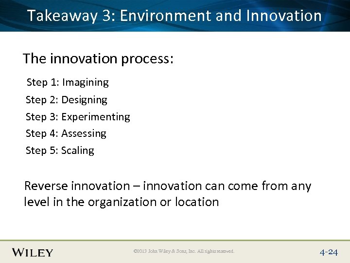 Place Slide Title. Environment and Innovation Takeaway 3: Text Here The innovation process: Step
