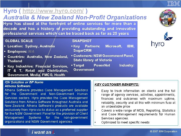 Hyro ( http: //www. hyro. com/ ) Australia & New Zealand Non-Profit Organizations Hyro