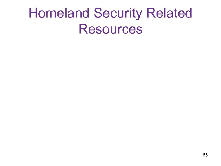 Homeland Security Related Resources 56 