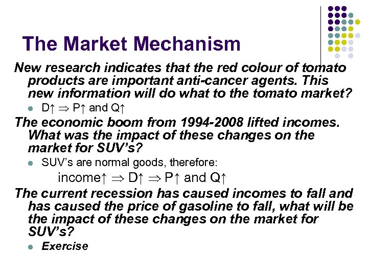 The Market Mechanism New research indicates that the red colour of tomato products are