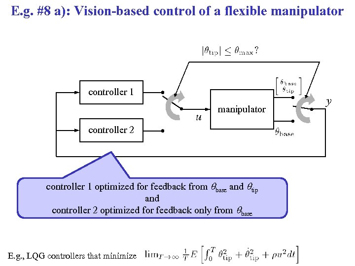 E. g. #8 a): Vision-based control of a flexible manipulator controller 1 u manipulator