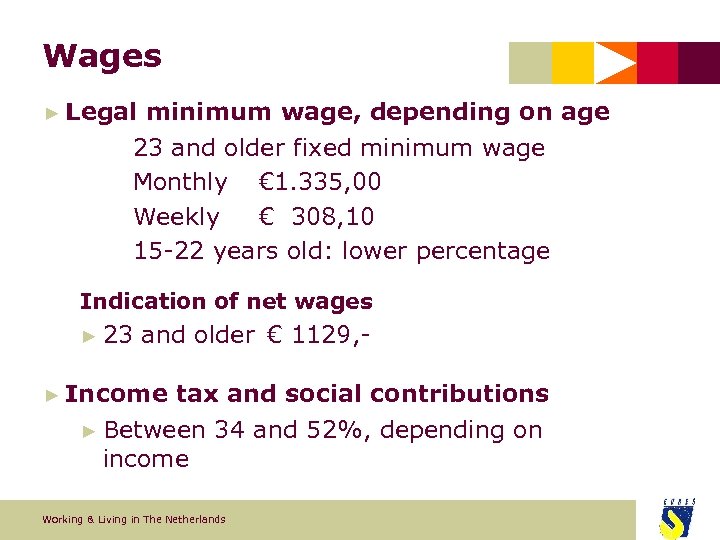 Wages ► Legal minimum wage, depending on age 23 and older fixed minimum wage
