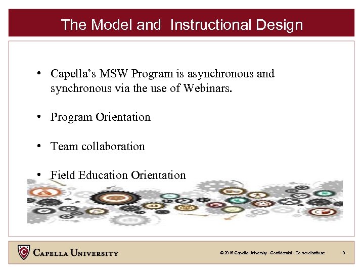 The Model and Instructional Design • Capella’s MSW Program is asynchronous and synchronous via