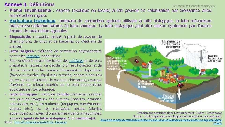 Annexe 3. Définitions Les enjeux de l’agriculture biologique • Plante envahissante : espèce (exotique