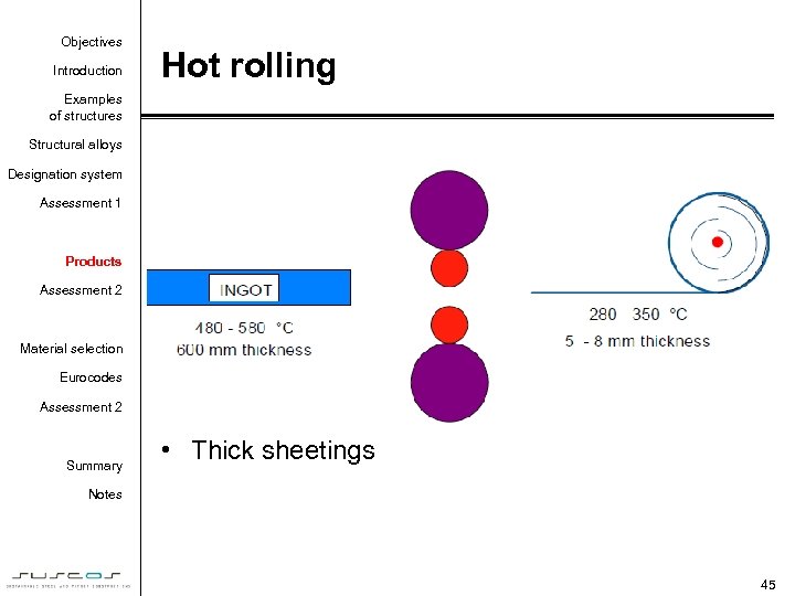 Objectives Introduction Hot rolling Examples of structures Structural alloys Designation system Assessment 1 Products