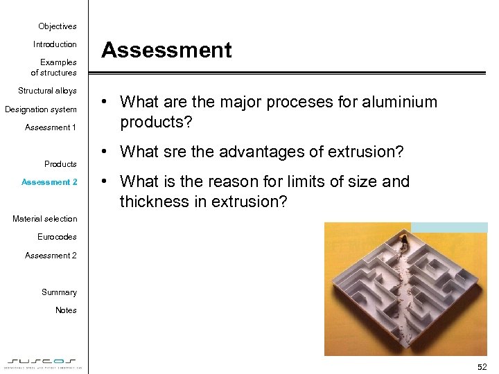 Objectives Introduction Examples of structures Structural alloys Designation system Assessment 1 Products Assessment 2