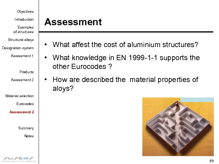 Objectives Introduction Examples of structures Structural alloys Designation system Assessment 1 Products Assessment 2