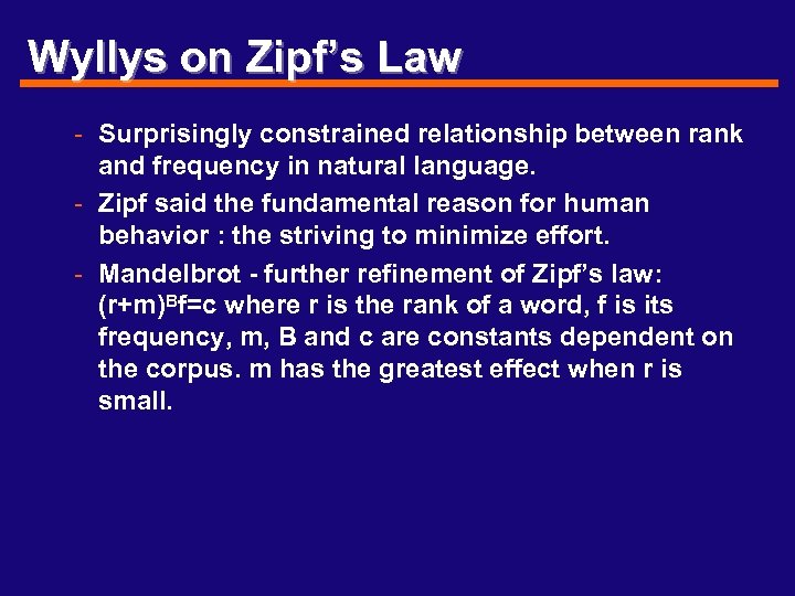 Wyllys on Zipf’s Law - Surprisingly constrained relationship between rank and frequency in natural