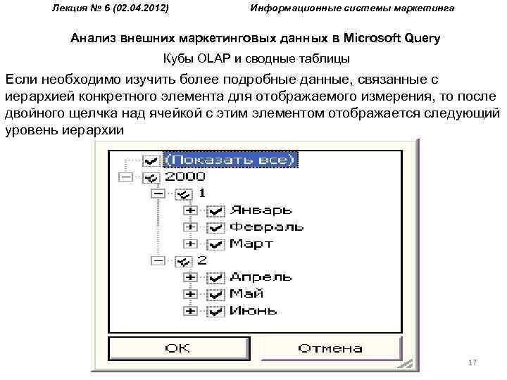 Лекция № 6 (02. 04. 2012) Информационные системы маркетинга Анализ внешних маркетинговых данных в