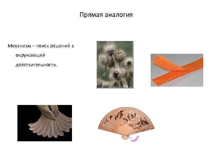 Прямая аналогия Механизм – поиск решений в окружающей действительности. 