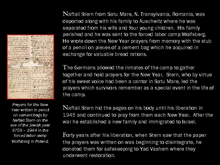 Naftali Stern from Satu Mare, N. Transylvania, Romania, was deported along with his family