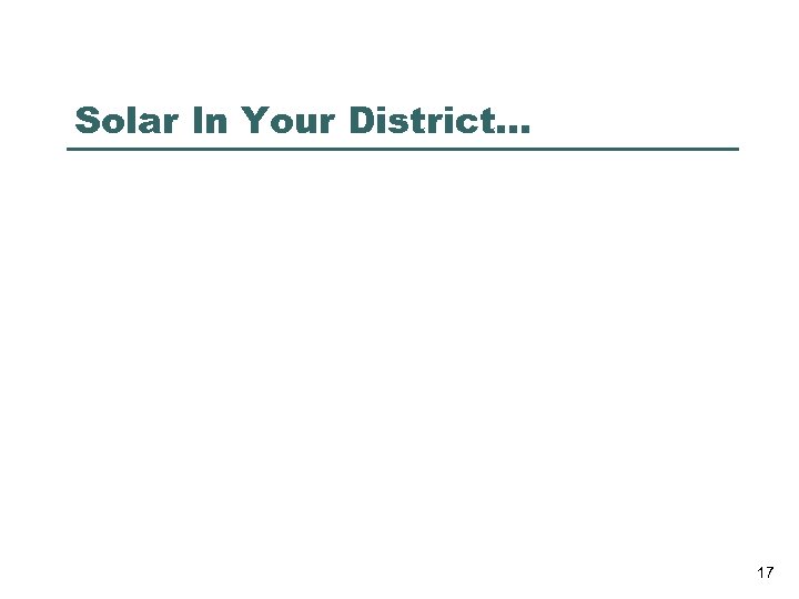 Solar In Your District… 17 