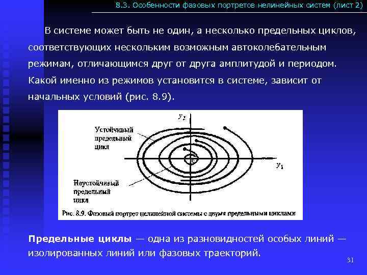 8. 3. Особенности фазовых портретов нелинейных систем (лист 2) В системе может быть не