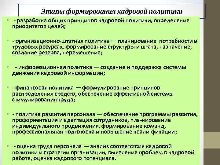 Этапы формирования кадров