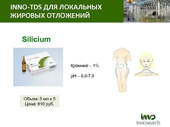 INNO-TDS ДЛЯ ЛОКАЛЬНЫХ ЖИРОВЫХ ОТЛОЖЕНИЙ Silicium Кремний – 1% р. Н – 6. 0