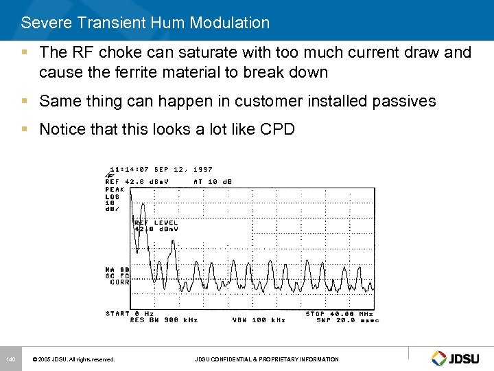 Severe Transient Hum Modulation § The RF choke can saturate with too much current