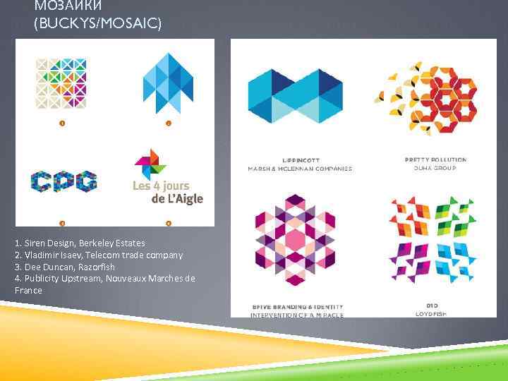 МОЗАИКИ (BUCKYS/MOSAIC) 1. Siren Design, Berkeley Estates 2. Vladimir Isaev, Telecom trade company 3.