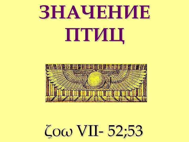 ЗНАЧЕНИЕ ПТИЦ ζοω VII- 52; 53 