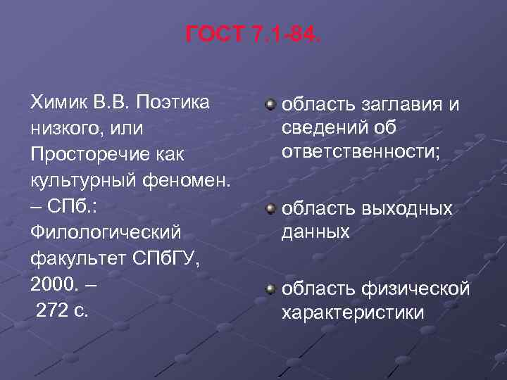 ГОСТ 7. 1 -84. Химик В. В. Поэтика низкого, или Просторечие как культурный феномен.