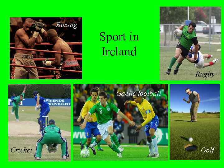 Boxing Sport in Ireland Rugby Gaelic football Cricket Golf 