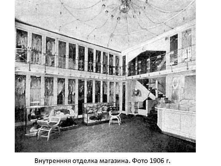 Внутренняя отделка магазина. Фото 1906 г. 