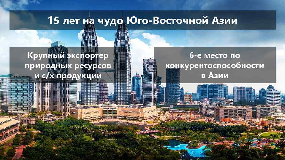 15 лет на чудо Юго-Восточной Азии Крупный экспортер природных ресурсов и с/х продукции 6