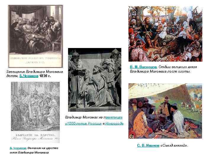 В. М. Васнецов, Отдых великого князя Владимира Мономаха после охоты. Завещание Владимира Мономаха детям,