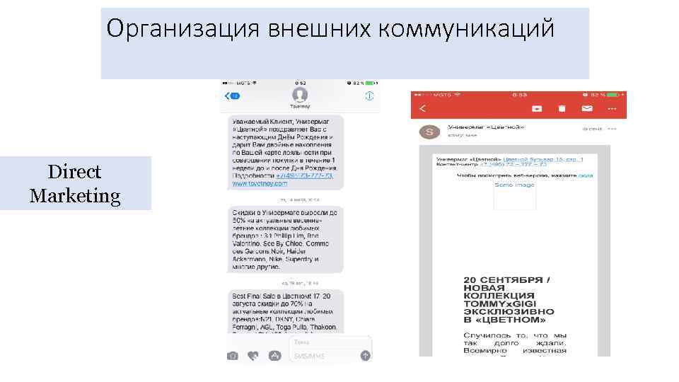 Организация внешних коммуникаций Direct Marketing 