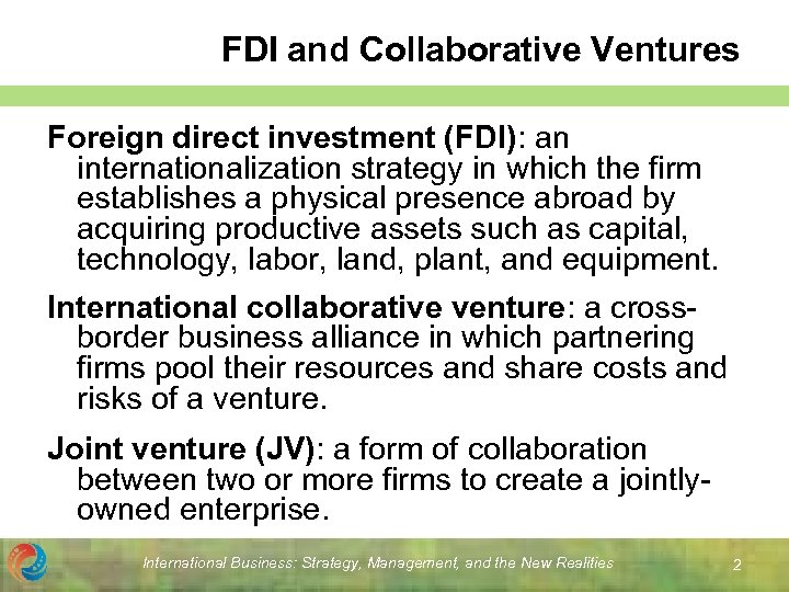 Chapter 14 Foreign Direct Investment and Collaborative Ventures