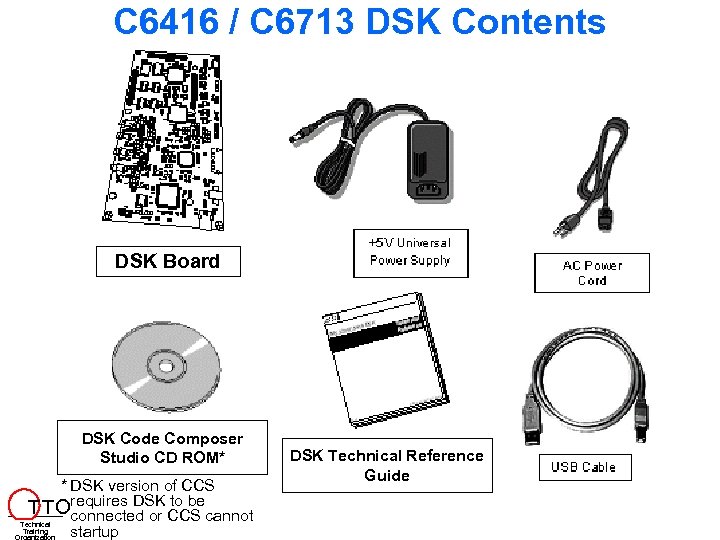 C 6416 / C 6713 DSK Contents DSK Board DSK Code Composer Studio CD
