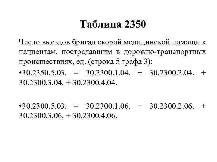 Таблица 2350 Число выездов бригад скорой медицинской помощи к пациентам, пострадавшим в дорожно-транспортных происшествиях,