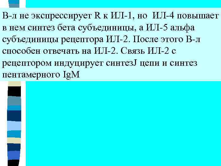 B-л не экспрессирует R к ИЛ-1, но ИЛ-4 повышает в нем синтез бета субъединицы,