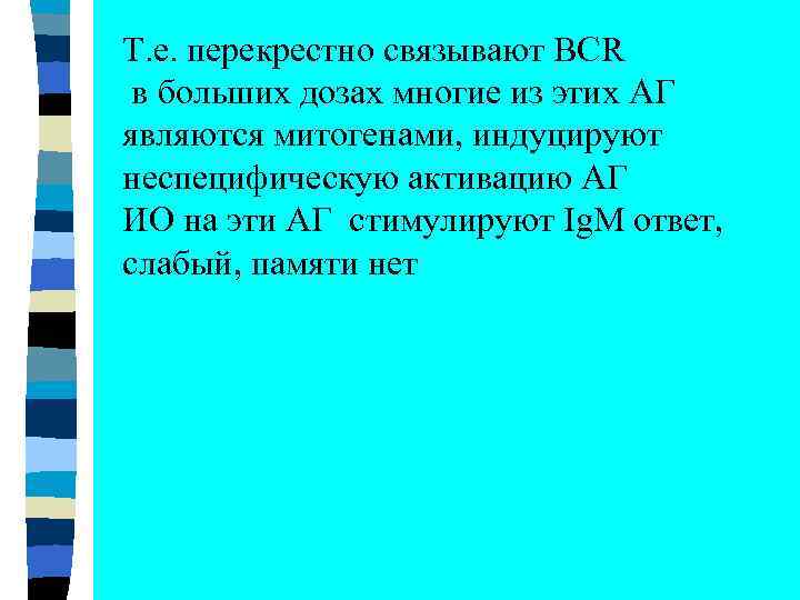 Т. е. перекрестно связывают BCR в больших дозах многие из этих АГ являются митогенами,