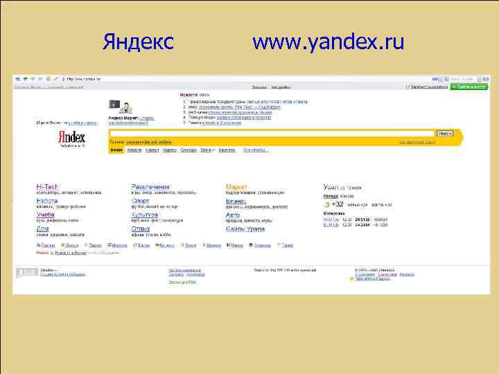 Яндекс www. yandex. ru 
