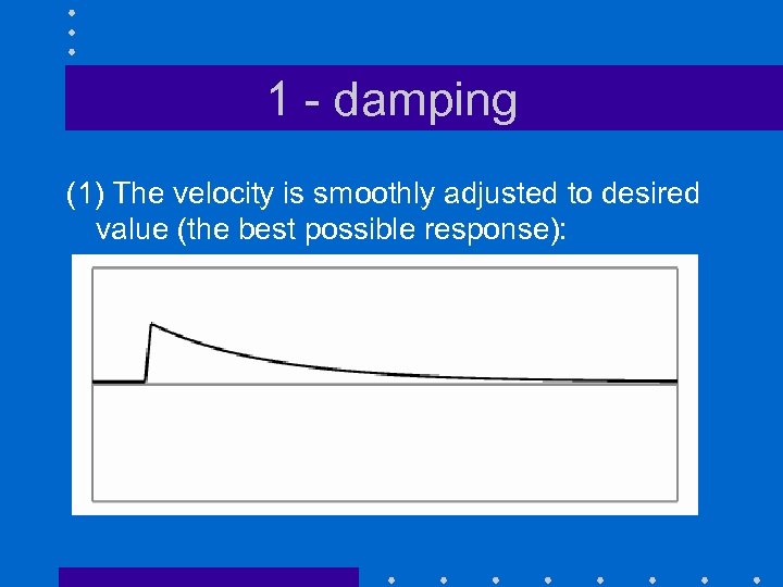 1 - damping (1) The velocity is smoothly adjusted to desired value (the best