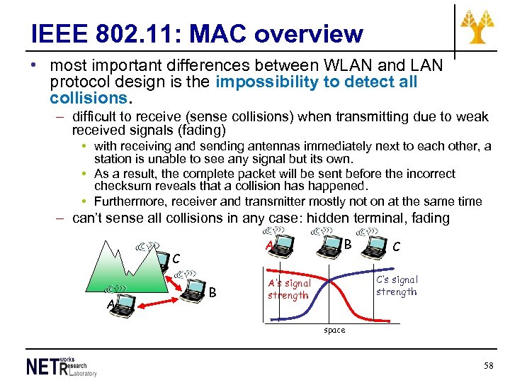 IEEE 802. 11: MAC overview • most important differences between WLAN and LAN protocol