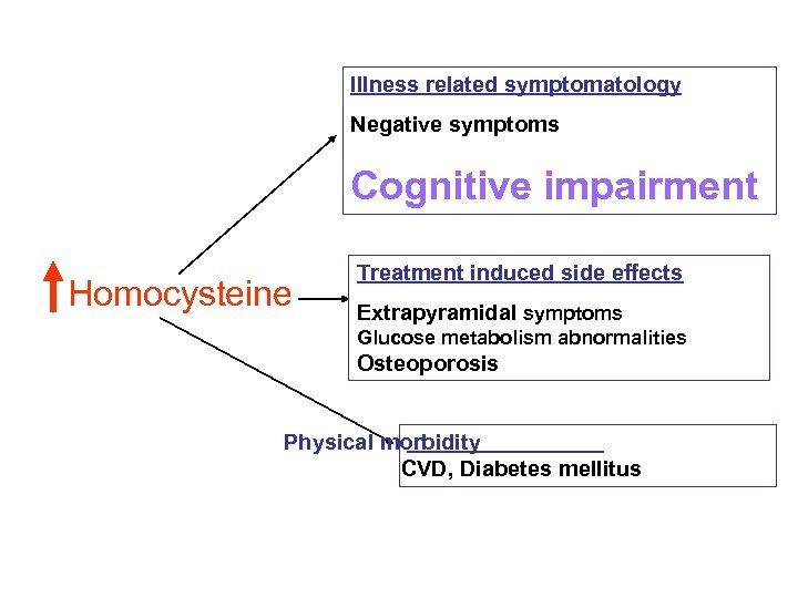 Illness related symptomatology Negative symptoms Cognitive impairment Homocysteine Treatment induced side effects Extrapyramidal symptoms