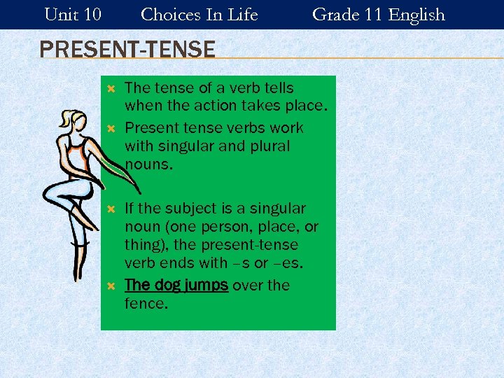 Unit 10 Choices In Life Grade 11 English PRESENT-TENSE The tense of a verb