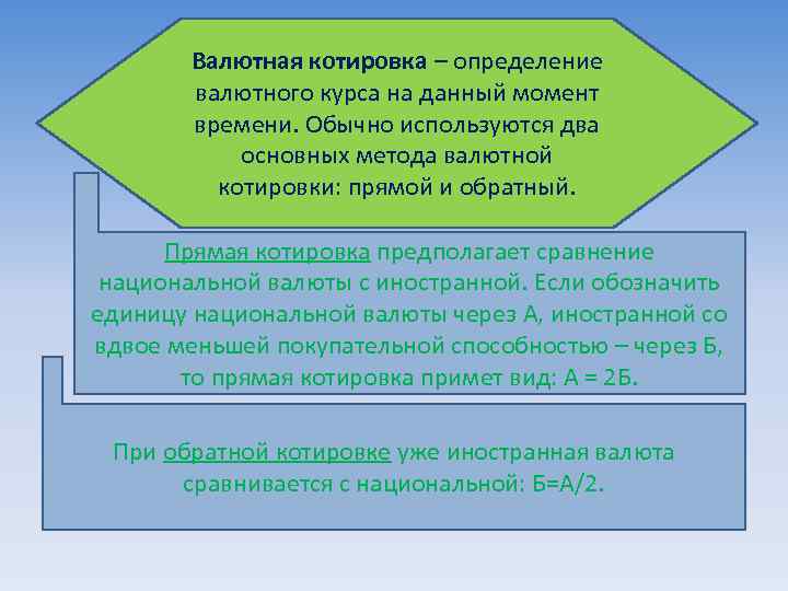 Валютная котировка – определение валютного курса на данный момент времени. Обычно используются два основных
