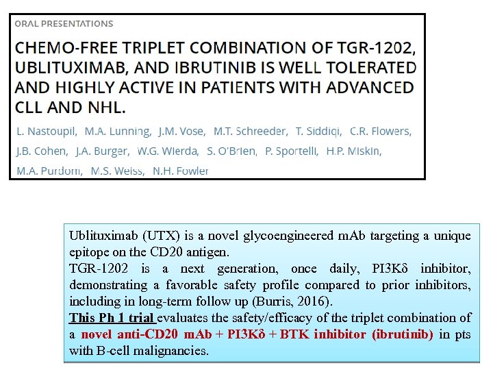 Ublituximab (UTX) is a novel glycoengineered m. Ab targeting a unique epitope on the