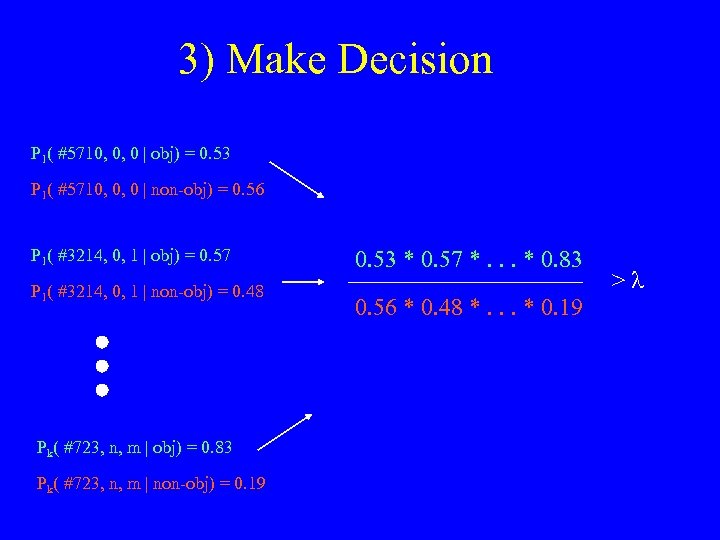 3) Make Decision P 1( #5710, 0, 0 | obj) = 0. 53 P