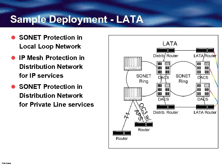 Sample Deployment - LATA l SONET Protection in Local Loop Network l IP Mesh